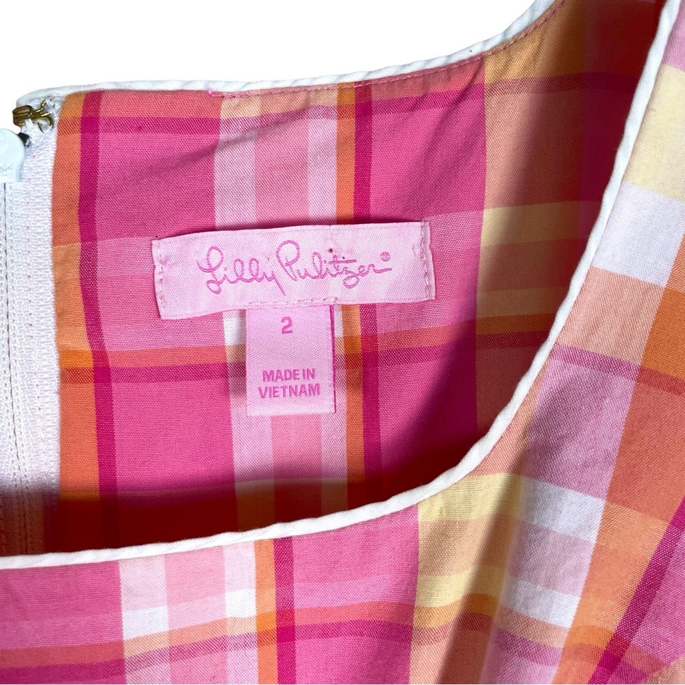 Lilly Pulitzer Posey Dress Pink Plaid Sleeveless A-Line Size 2 - Picture 7 of 7